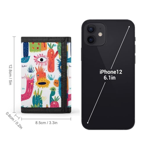 Mexican Cactus Devil Eyes Trifold Wallets for Men Women Ultra Thin Card Holder Purse with Zip Coin Pocket2