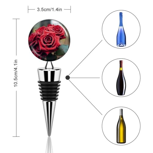 Bouchon de bouteille de vin silicone réutilisable rose rouge - 3
