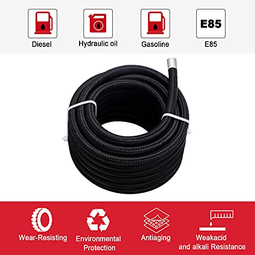 25FT PTFE Fuel line Kit: 6AN 3/8" Fuel Hose EFI LS Fuel Injection line E85 Oil Gas Hose Fitting Kit Nylon Stainless Steel - Image 4