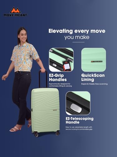 Image of Move-Meant Travel Crew Small, Medium & Large 55, 66 & 75 Cm Suitcase 8 Wheels Number Lock Poly Carbonate HPS Green Trolley Bag for Men & Women | 360 Degree Wheeling System Luggage