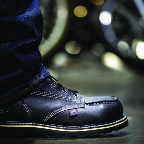 Image of Thorogood American Heritage 8 inch Steel Toe Work Boots for Men - Full-Grain Leather with Moc Toe, Slip-Resistant Wedge Outsole, and Comfort Insole; EH Rated