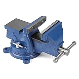 SWAWIS Schraubstock Klein Drehbar 360°, Tischschraubstock mit Amboss, Breite der Backe: 100mm, Vice aus Gusseisen, Spannwerkzeug zur Befestigung von Teilen wie Holz und Metall