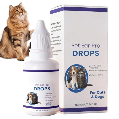 Ohrentropfen Für Hunde,10ml natürliche juckreizlindernde Tiefenreinigung | Ohrenspülung Tropfen Zur Juckreizlinderung - Für Pflege Bei Rötung Schwellung Geruch Ohrenschmalz Bei Welpen Kätzchen