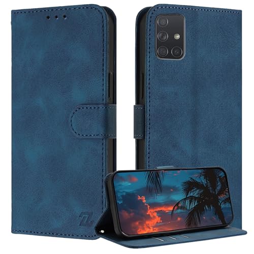 ZONNAVI Cover per Samsung Galaxy A71, [Blocco RFID] Custodia a Libro in Pelle con Porta Carte, Flip Case Portafoglio Antiurto Cover per Samsung A71 (Azzurro)