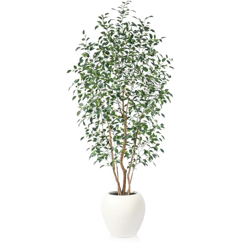 VeriNatural 8FT Artificial Ficus Tree, Indoor Faux Ficus Plant with Realistic Leaves & Natural Wood...