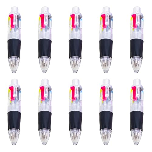 10pcsマルチカラーペン4 In 1格納式ボールペンスモールボールポイントスクールオフィス用品