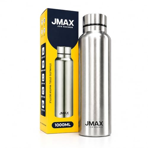 Image of Jmax Stainless Steel Water Bottle | Single Wall Metal Bottle for Office School Gym Travel | BPA Free | Rust-Free, Leakproof & Lightweight | 1000 Ml