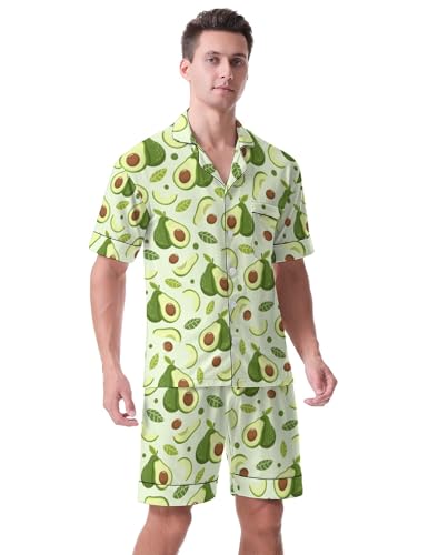 Mens Pajama Set Pjs Sleepwear Nightwear Soft Short Sleeve Sleep Set Loungewear With Pocket4