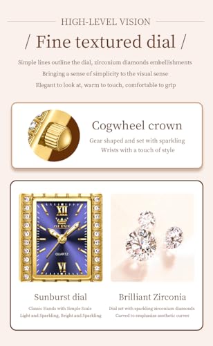 Image of OLEVS Watch for Women Stylish Analog Quartz Luxury Gold Stainless Steel Strap Diamond Black Dial Elegant Casual Ladies Watch