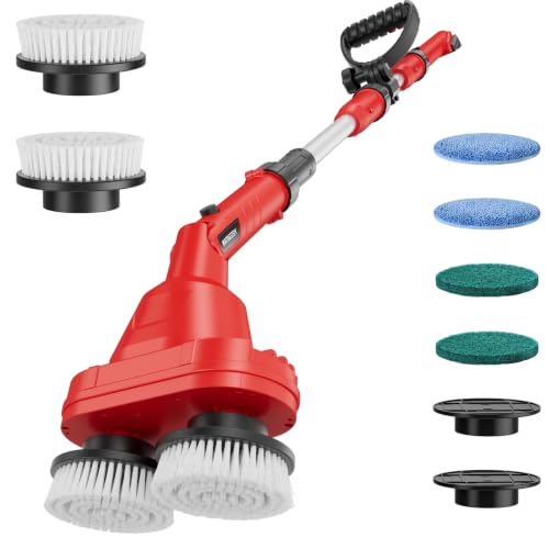 Image of NATBEESY 2 in 1 Electric Spin Scrubber Compatible with Milwaukee 18V Battery (Tool Only), Dual Head Power Scrubber, 680 /1200 RPM, 45 Adjustable Head, Extendable Handle for Tile, Tub, Floor & Bathroom