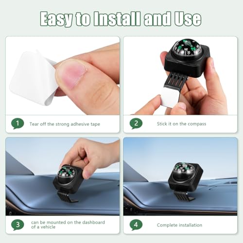 Image of Housoutil Car Dashboard Compass, Auto Navigation Ball for Car, Marine Direction Indicator Compass for Trucks, Vehicle Dashboard Ornament, Wayfinding Aid, Hiking Cycling Driving Boat Direction Guidance