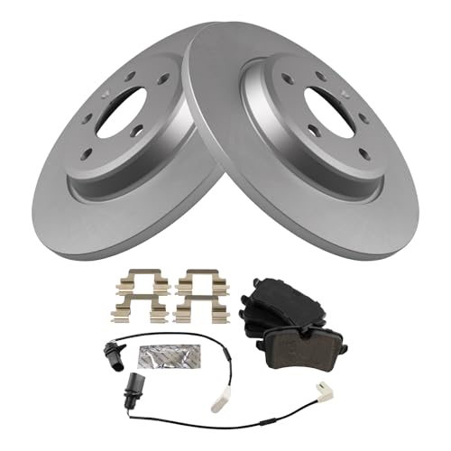 Image of TRQ Rear Brake Pad and Rotor Set Semi Metallic 300mm Rotors G Coated Compatible with 2012-2013 Audi A6 2012-2013 A7 Quattro 2013 A6 Quattro