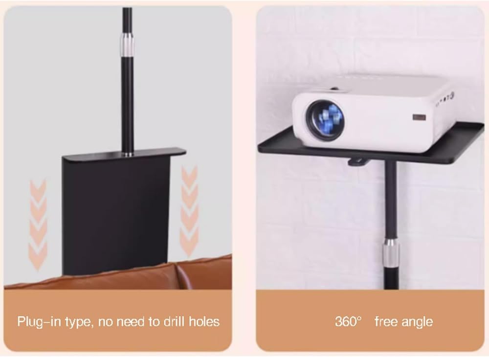 Soporte Proyector Suelo Altura Regulable Elevador Ordenador Portátil Universal Ruedas Bandeja Notebook Mesa Palo Extensible 24-40CM,para CCTV/cámara/proyector/Webcam-Black||34 * 24CM
