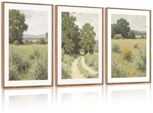 CHDITB Rustic Landscape Framed Canvas Wall Art Set, Nature Inspired