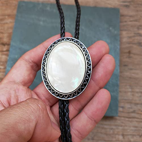 Image of Turquoise Agate Granite BOLO Tie for Men Women Leather Wedding Necklace Western Cowboy Necktie