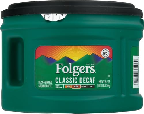 Miniatura 2 de Folgers Café descafeinado, café molido, tostado medio clásico, recipiente de 19.2 onzas