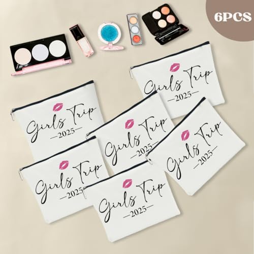 6 PCS Girls Trip Gifts Favors 2025 Girls Weekend Gifts for Women Bestie Gifts Friend Gifts Girls Trip Favors for Her Sister Wife Friendship Holiday Vacation Makeup Bag Weekend Bags for Women3