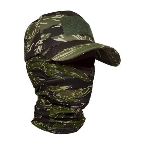 Camo Baseball Cap Mask Set,with Cooling Sun UV Neck Gaiter with Adjustable Hat Hiking Outdoor Cover up
