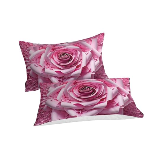 Parure de lit 3 pièces housse de couette 200x200 cm fermeture éclair fleurs roses - 3