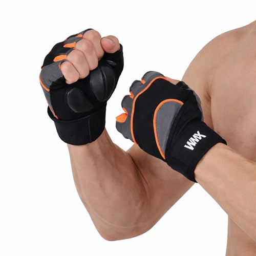 Image of NINQ Workout Gym Gloves with Wrist Wrap Support | Sports Gloves for Men & Women, Breathable Half Finger Gloves for Gym, Bike, Cycling, Weight Lifting & Training (Black, S)