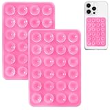 AZXYI Anteel 2 Pack Silicone Suction Phone Case Mount, Silicon Adhesive Suction Cup Phone Mount, Non Slip Sticky Phone Grip for Cellphone, Strong Grip Holder for Selfies and Videos (Pink)