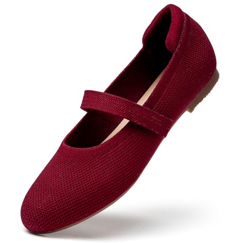 Tilocow Womens Ballet Flats Round Toe Knit Mary Jane Shoes Comfortable Dressy Flats for Women Casual Adjustable Strap Slip On Shoes3