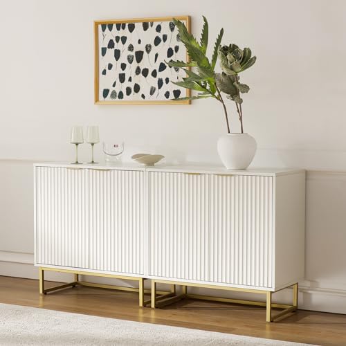 Amazon.com - MoomJiee Fluted Storage Cabinet Set of 2,Wood 