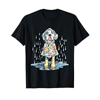 Cute Merle Great Dane Floral Raincoat Rain Boots Puddle T-Shirt