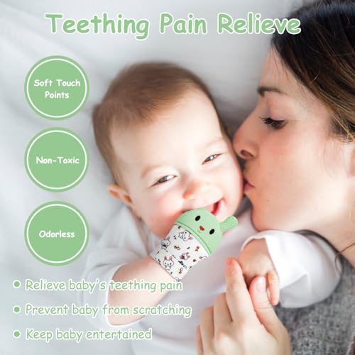 Image of 2Pack Silicone Teething Mitt, Rabbit Baby Teething Toy for 0-6 6-12 Months, Food Grade Silicone Infant Teething Mitten, BPA-Free Baby Chew Toys for Pain Relief, Sucking Needs