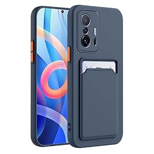 for Xiaomi Mi 11T Case, Xiaomi 11T Pro Case with Credit Card Holder Slot TPU Soft TPU Silicone Scratch-Resistant Slim Card Slot Wallet Case Protective Cover for Xiaomi 11T Pro/Mi 11T-Dark Blue