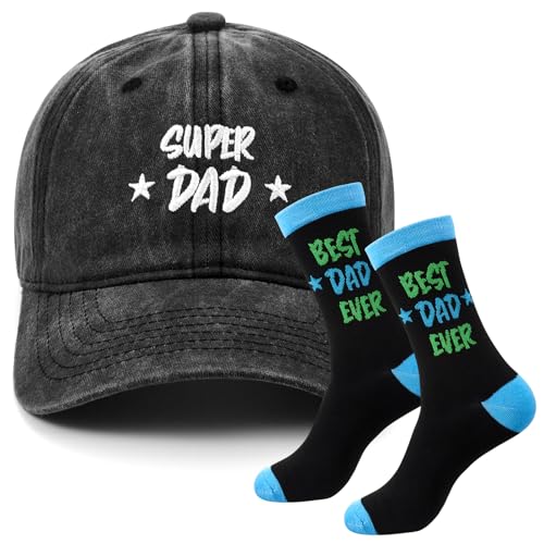 Hestya Dad Grandad Gift Set for Christmas Birthday Baseball Cap and Sock Present for Daddy, Grandfather Keepsake for Men