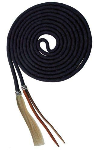 Showman 23' Nylon Braided Mecate Reins W/Horse Hair Tassel! New Horse Tack! (Black) #TOP1