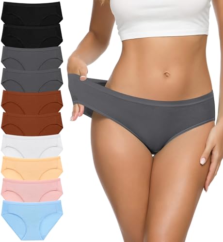 Image of Eiggam Women's Cotton Bikini Panties,High-Cut Full Coverage Stretch Cool Underwear for Women