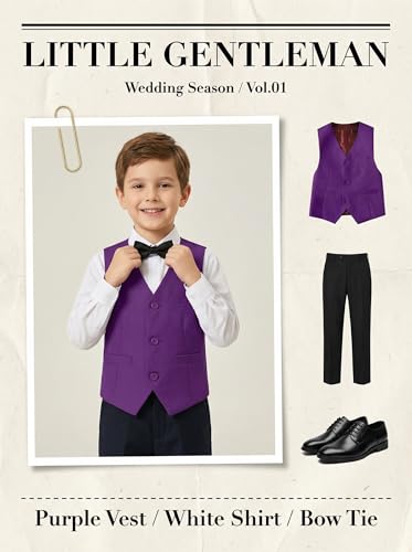 Image of Boys Formal Suit Vest Kids 3 Button Adjustable Back Strap Toddler Vests