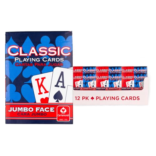 Classic Playing Cards 12 Pack, Jumbo Index, Red and Blue Casino Quality Bulk Playing Card Decks, Bulk Playing Cards for Poker, Black Jack, Euchre,...