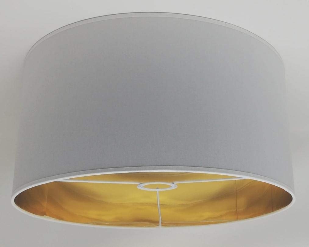 Abat-jour Tambour Extra Large En Lin Beige De 40 Cm Pour Plafonnier