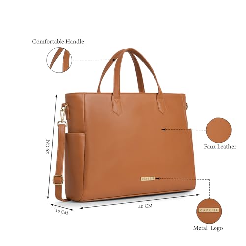 Image of Caprese Bow 15.6 Inch Large Laptop Bag for Women with Adjustable & Detachable Straps | Stylish, Durable, and Spacious with Multiple Compartments for Work, Travel, and Everyday Use