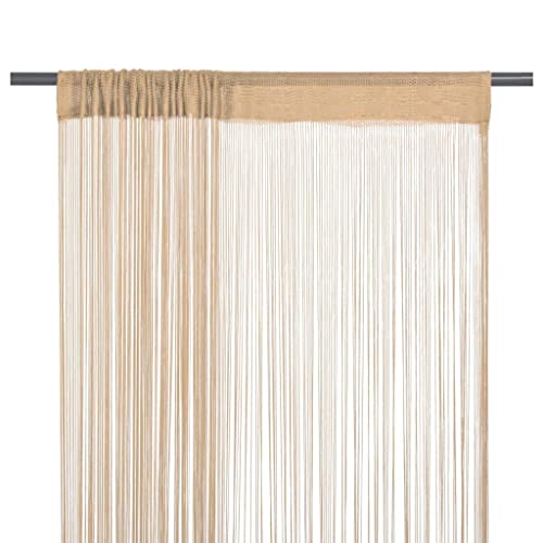 vidaXL 2X Cortinas de Flecos Decoración Ventanas Salón Dormitorio Sala de Estar Cocina Privacidad Protección Bañera 100x250cm Beige