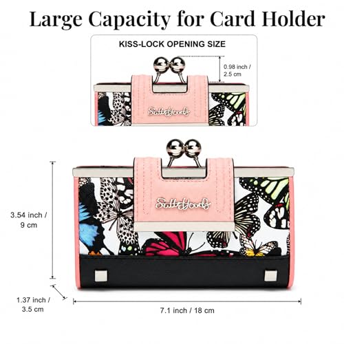 Image of Floral Wallet for Women, Vintage Kiss-Lock Clutch Purse