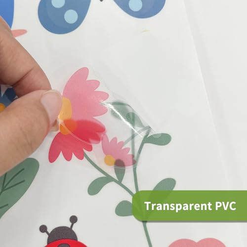 QUCHENG Boho Flower Wall Decal Stickers Butterfly Kids Toddler Bedroom Removable Stickers Decor Nursery Livingroom Vinyl Waterproof Mushroom Wall Decoration 6 Sheets