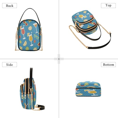 Summer Drinks Print Shoulder Bags for Women Retro Classic Handbag Purse Small Purses with Chain4