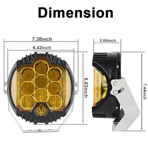 SHNJAUTO 7 Inch 90W Amber Yellow LED Driving Light Compatible with Wrangler Off Road Vehicle ATV UTV Cart Lighting Trucks Pickup F150 Work Light, Pack of 1