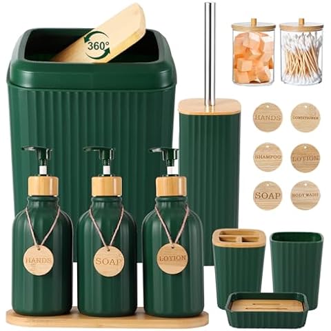 XLHOMO 17PCS Rustic Green Bathroom Set Cover