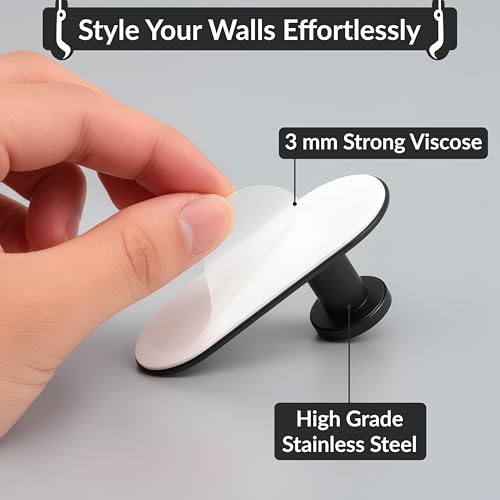 Image of Plantex Wall Hanging Hook /Bath Towel Hook /Self Adhesive Oval Robe Hooks for Kitchen /Bathroom /Stylish Home Decor Items - Pack of 4 (Black)