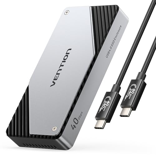 VENTION 40Gbps M.2 NVMe SSD Enclosure, Aluminium PCIe NVMe Enclosure with Cooling Fan, Tool-Free SSD Enclosure for USB4/Thunderbolt 3/4, Support M & M+b Key & Sizes 2230/2242/2260/2280 PCIe SSDs