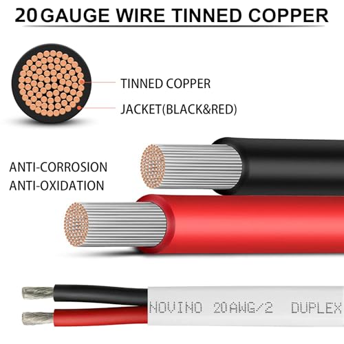 Image of 20 Gauge Marine Wire,20 AWG 50ft Duplex Marine Grade Wire Tinned Copper Heavy Duty Sheathed Cable for Boat /Automotive /RV /Camper /Trailer Outdoor Use