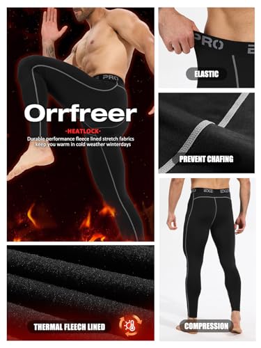 4 Pack Thermal Underwear Long Johns Fleece Base Layer Bottoms Thermal Leggings for Men Compression Pants4