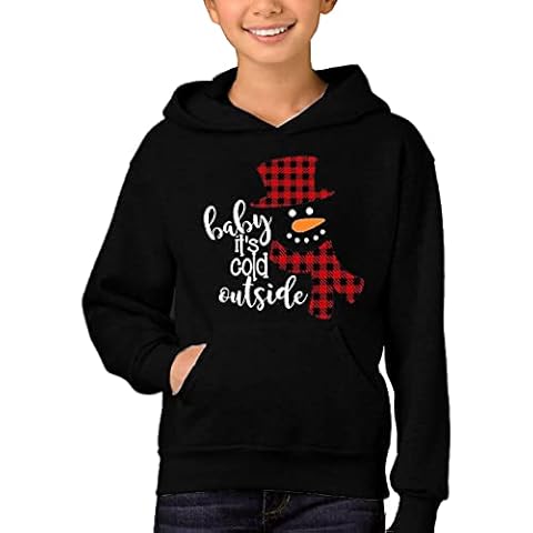 Remimi Unisex Kids Mardi Gras Hoodie St Patricks Day Pullover Sweatshirt for Boys Girls 5-14 Years, Baby It's Cold Outside, 9-10 years Cover