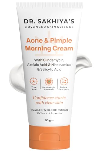 Image of Dr. Sakhiya's Acne & Pimple Morning Cream (50gm) for Oily & Acne-Prone Skin | 5% Azelaic Acid 5% Niacinamide 2% Salicylic Acid | Reduces Dark Spots & Breakouts | Non-Greasy Day Moisturizer