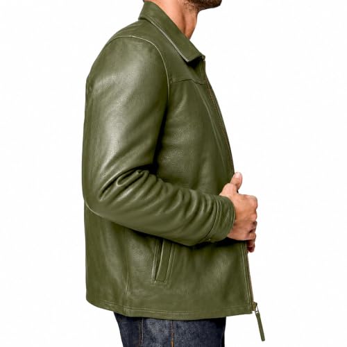 Image of Isaac & David Chicago Men's New Black /Brown Lambskin Leather Classic Open Bottom Jacket Motorcycle Vintage Racing Jacket